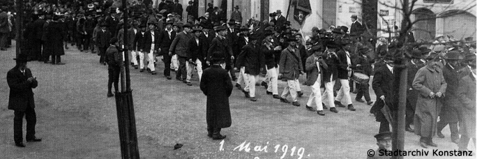Der 1.-Mai-Umzug 1919 in der Kreuzlingerstraße
