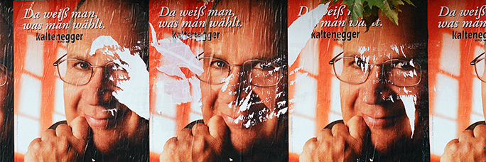 KPÖ-Aktivist Ernest Kaltenegger auf alten Wahlplakaten