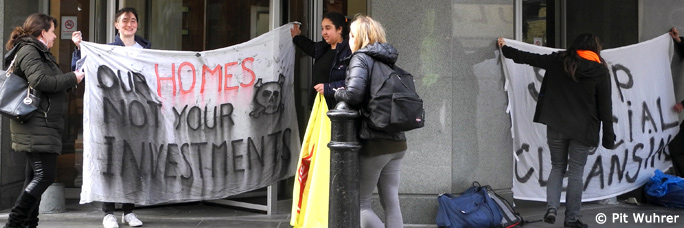 Protest der Sweet-Ways-BewohnerInnen gegen die Vertreibung aus ihren Sozialwohnungen, April 2015